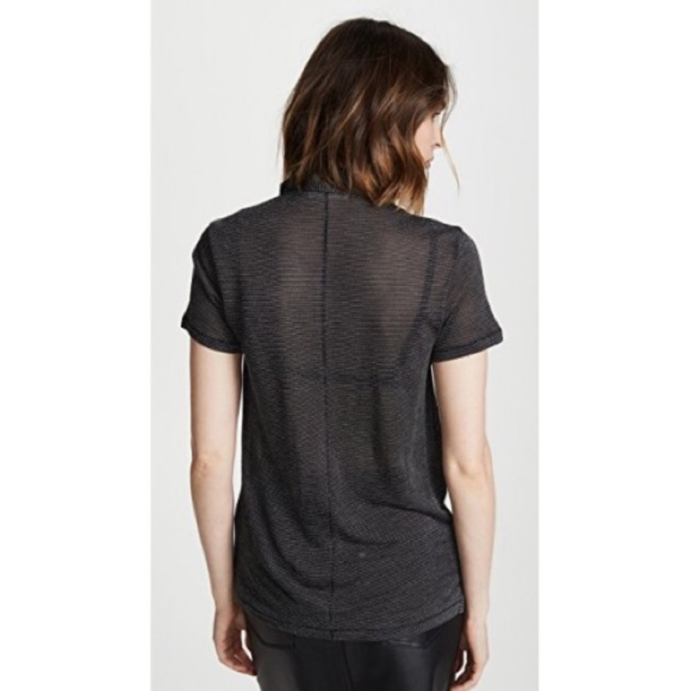 Rag & Bone Dawson Polo Shirt in Metallic Black - Picture 4 of 7